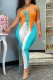 Orange Fashion Sexy Patchwork Backless Strapless Skinny Jumpsuits
