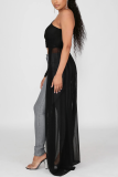 Red Sexy Patchwork Mesh One Shoulder Tops