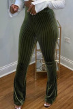 Army Green Fashion Sexy Adult PVC Solid Pants Boot Cut Bottoms