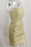 Silver Sexy Sequins Off the Shoulder Pencil Skirt Dresses