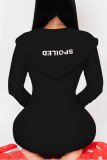 Red Casual Living Letter Embroidery Basic V Neck Skinny Jumpsuits