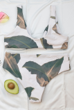 Green Sexy Print Bandage Split Joint Swimwears