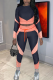 Light Orange Casual Geometric Patchwork O Neck Long Sleeve Two Pieces