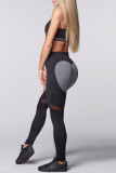 Black Casual Sportswear Patchwork Basic Skinny High Waist Pencil Trousers