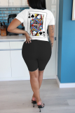 Pink Casual Print Patchwork O Neck Short Sleeve Two Pieces