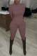 Coffee Casual Solid Patchwork Turtleneck Long Sleeve Two Pieces