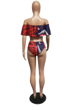 Yellow Sexy Print Split Joint Flounce Swimwears