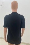 Black Fashion Casual Print Basic O Neck T-Shirts
