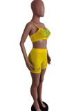 Yellow Fashion Casual adult Ma'am Print Burn-out Two Piece Suits pencil Sleeveless Two Pieces