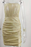 Silver Sexy Sequins Off the Shoulder Pencil Skirt Dresses