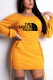 Yellow Sexy Print O Neck Pencil Skirt Dresses