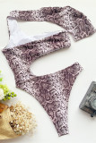 Multicolor Fashion Sexy Print Hollowed Out Backless Swimwears