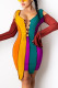 Coffee Fashion Sexy Patchwork Hollowed Out Strap Design Asymmetrical O Neck Long Sleeve Dress