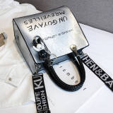 Silver Fashion Casual Letter Print Messenger Bag