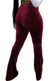 Wine Red Fashion Sexy Adult PVC Solid Pants Boot Cut Bottoms