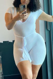 Black Fashion Sexy Patchwork bandage Solid Short Sleeve V Neck Rompers