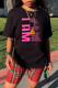 Pink Fashion Casual Print Basic O Neck Tops