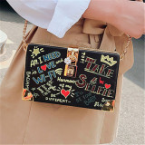 Black Fashion Casual Letter Print Messenger Bags
