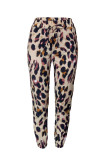Brown Sportswear Print Straight Mid Waist Bottoms