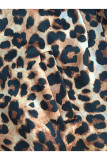 Leopard print Cotton Casual Patchwork Leopard Print Two Piece Suits pencil Long Sleeve