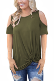 Green O Neck Short Sleeve Solid Tees & T-shirts