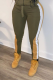 Army Green Casual Patchwork Draw String Loose Small Elastic Mid Waist Harlan Bottoms