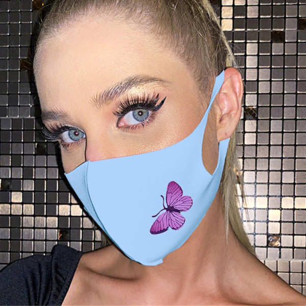 Light Blue Fashion Casual Print Face Protection