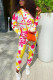 Multicolor Sportswear Print Tie-dye Hooded Collar Long Sleeve Two Pieces