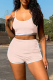 Pink Sexy Solid Patchwork Spaghetti Strap Sleeveless Two Pieces