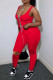 Red Sexy Casual Solid Ripped Vests Strap Design U Neck Sleeveless Two Pieces