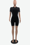 Black Sexy Solid Patchwork O Neck Regular Jumpsuits