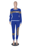 Colorful Blue Sexy Solid Patchwork O Neck Long Sleeve Two Pieces