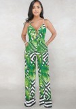 Yellow Polyester Hollow Out Print Casual Fashion Jumpsuits & Rompers