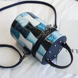 Blue Fashion Casual Print Patchwork Bags