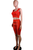 Orange venetian Fashion Active adult Ma'am Patchwork Solid Two Piece Suits pencil Sleeveless Two Pieces