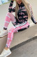 Pink Fashion Casual Camouflage Print Patchwork Zipper Collar Long Sleeve Two Pieces