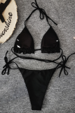 White Sexy Solid Hot Drill Swimwears