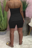 Red Sexy Casual Solid Backless Slit Strapless Sleeveless Two Pieces