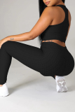 Red Sportswear Solid Patchwork O Neck Sleeveless Two Pieces