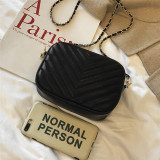 Black Fashion Casual Solid Chain Strap Crossbody Bag