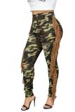 rose red Zipper Fly Sleeveless High Print Zippered Hooded Out Patchwork Tassel Hole camouflage penc