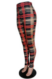 Black And White Casual Plaid Skinny Yes(Elastic) High Waist Pencil Bottoms