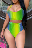 Colour Fashion Sexy Print Backless Swimwears