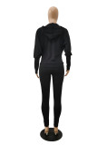 Grey Casual Solid Zipper Collar Long Sleeve Two Pieces