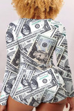 Pink Street Print Buttons V Neck Regular Rompers
