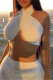 White Fashion Sexy Solid Backless Halter Tops
