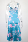Pink Sexy Print Patchwork Spaghetti Strap Pencil Skirt Dresses