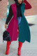 Blue Purple Fashion Casual Patchwork Cardigan Turndown Collar Outerwear