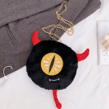Black Fashion Casual Patchwork Cartoon Chain Strap Crossbody Bag