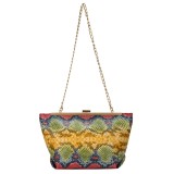 Yellow Fashion Print Chain Strap Messenger Bag